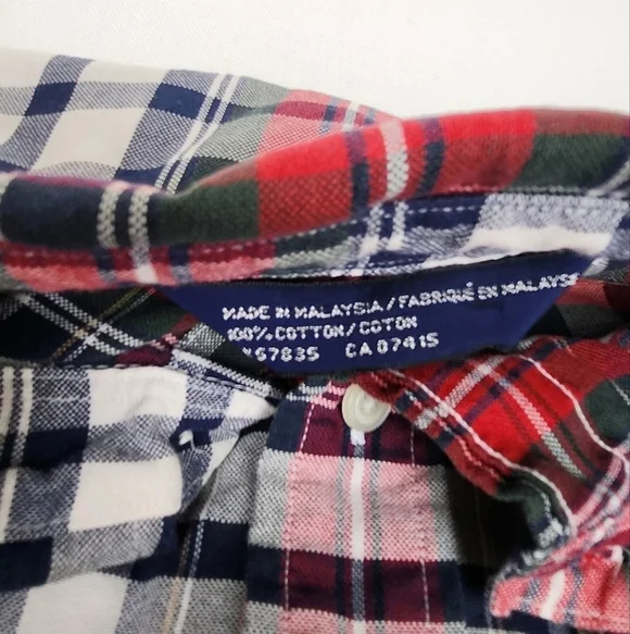 Vintage Nautica Plaid Holiday Button Down Pocket Shirt - Picture 5 of 6